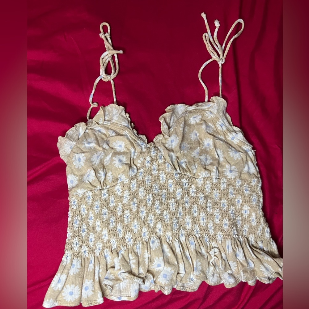 Forever 21 floral tan top
